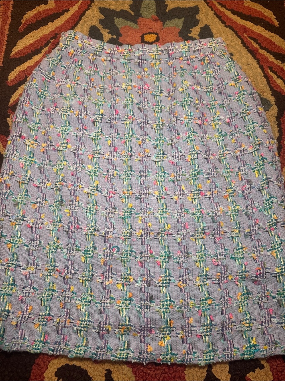 Carlisle Lavender Tweed Pencil Skirt with Multicolor Thread